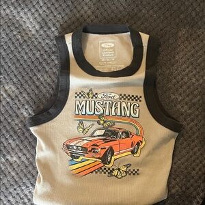 Ford Mustang Graphic Crop Top - Black and Tan